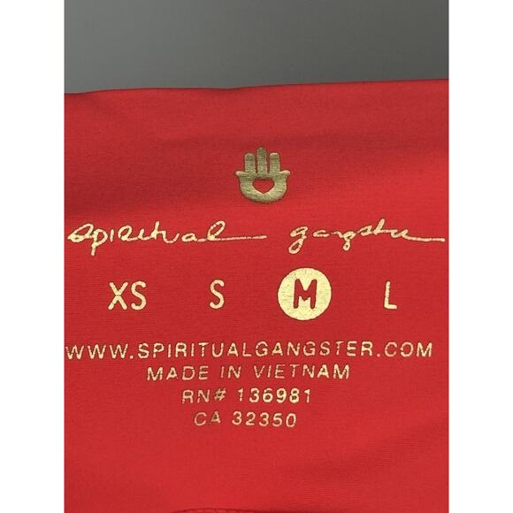 Spiritual Gangster Leggings Red 7/8 High Waist Side Metallic Stripe Sides M NWT - Picture 8 of 9